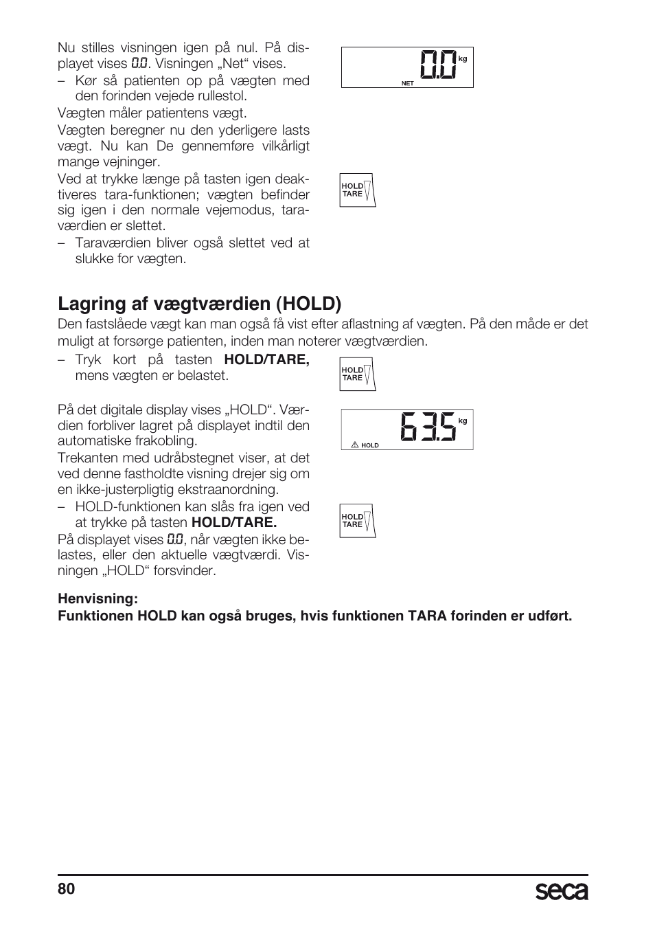 Lagring af vægtværdien (hold) | Seca 665 User Manual | Page 80 / 188