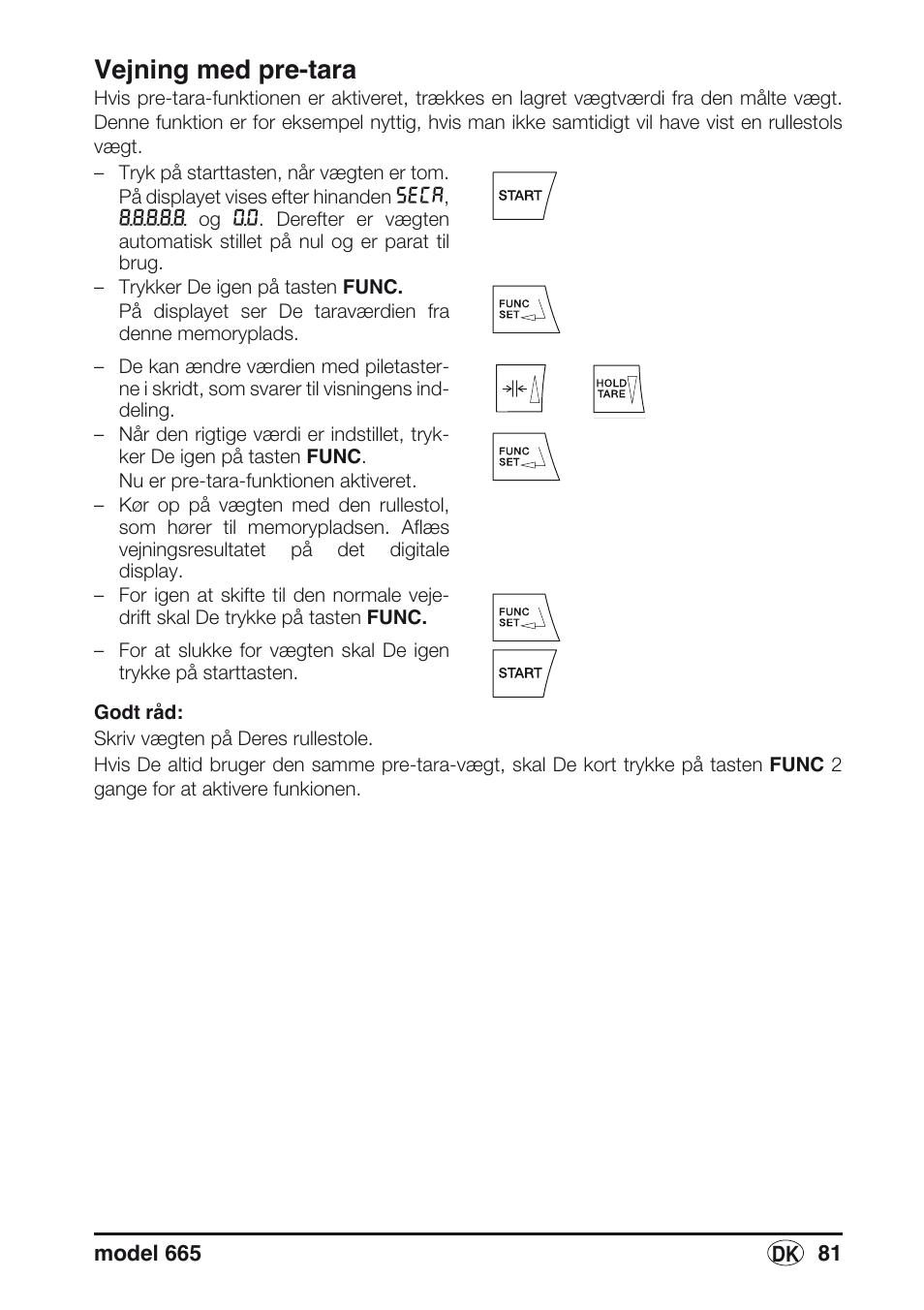 Vejning med pre-tara | Seca 665 User Manual | Page 81 / 188