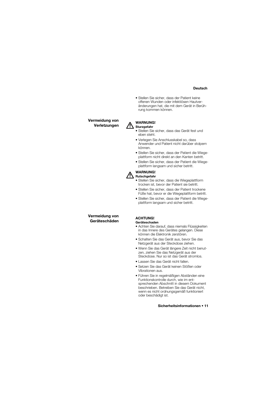 Vermeidung von verletzungen, Vermeidung von geräteschäden | Seca 665 User Manual | Page 11 / 377