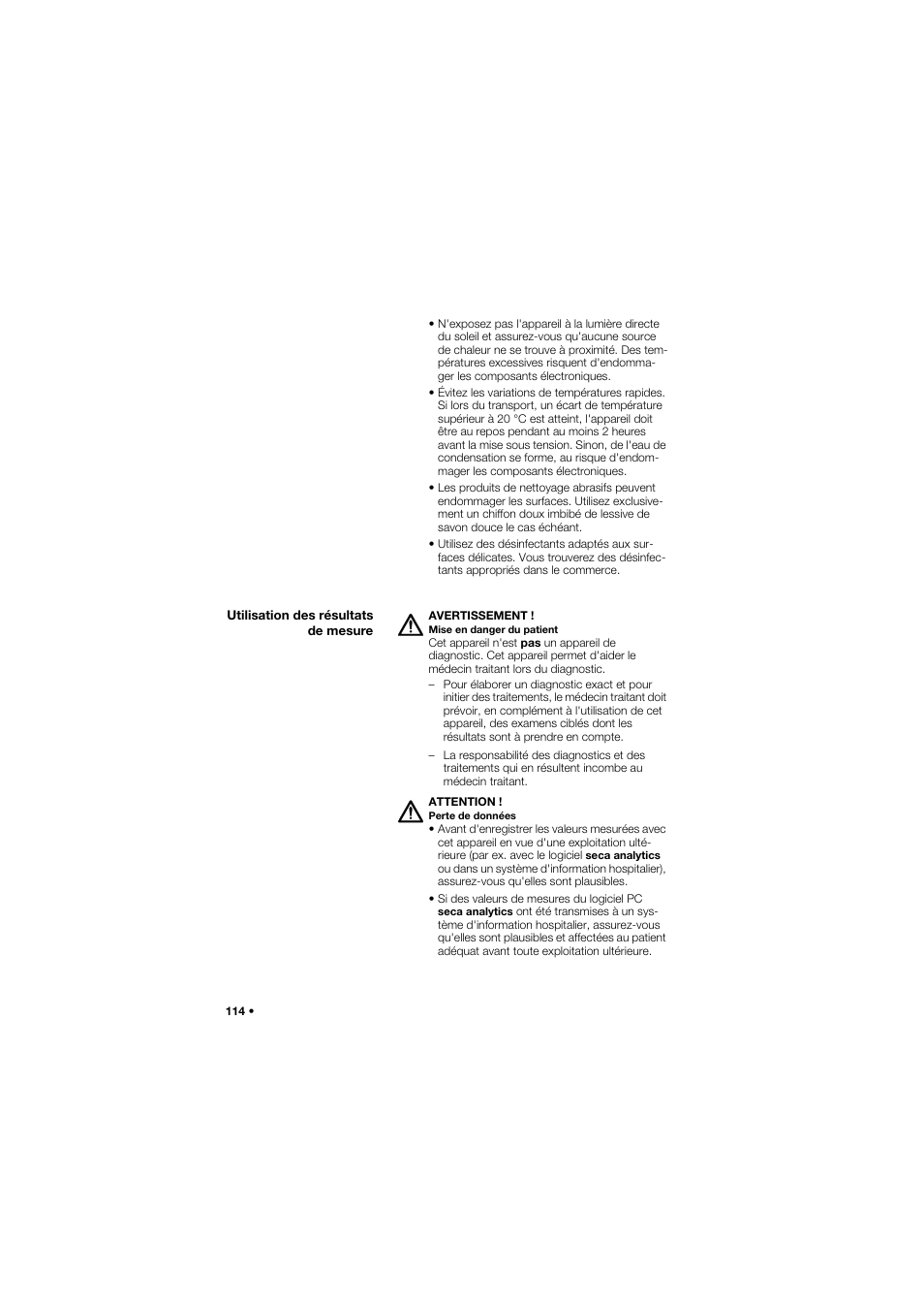 Utilisation des résultats de mesure | Seca 665 User Manual | Page 114 / 377