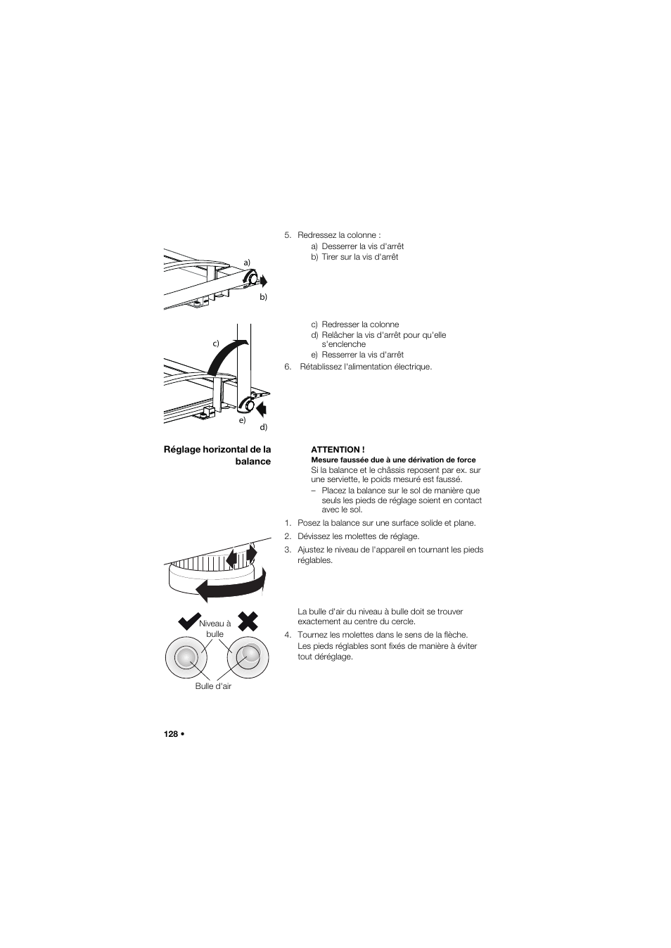 Réglage horizontal de la balance | Seca 665 User Manual | Page 128 / 377