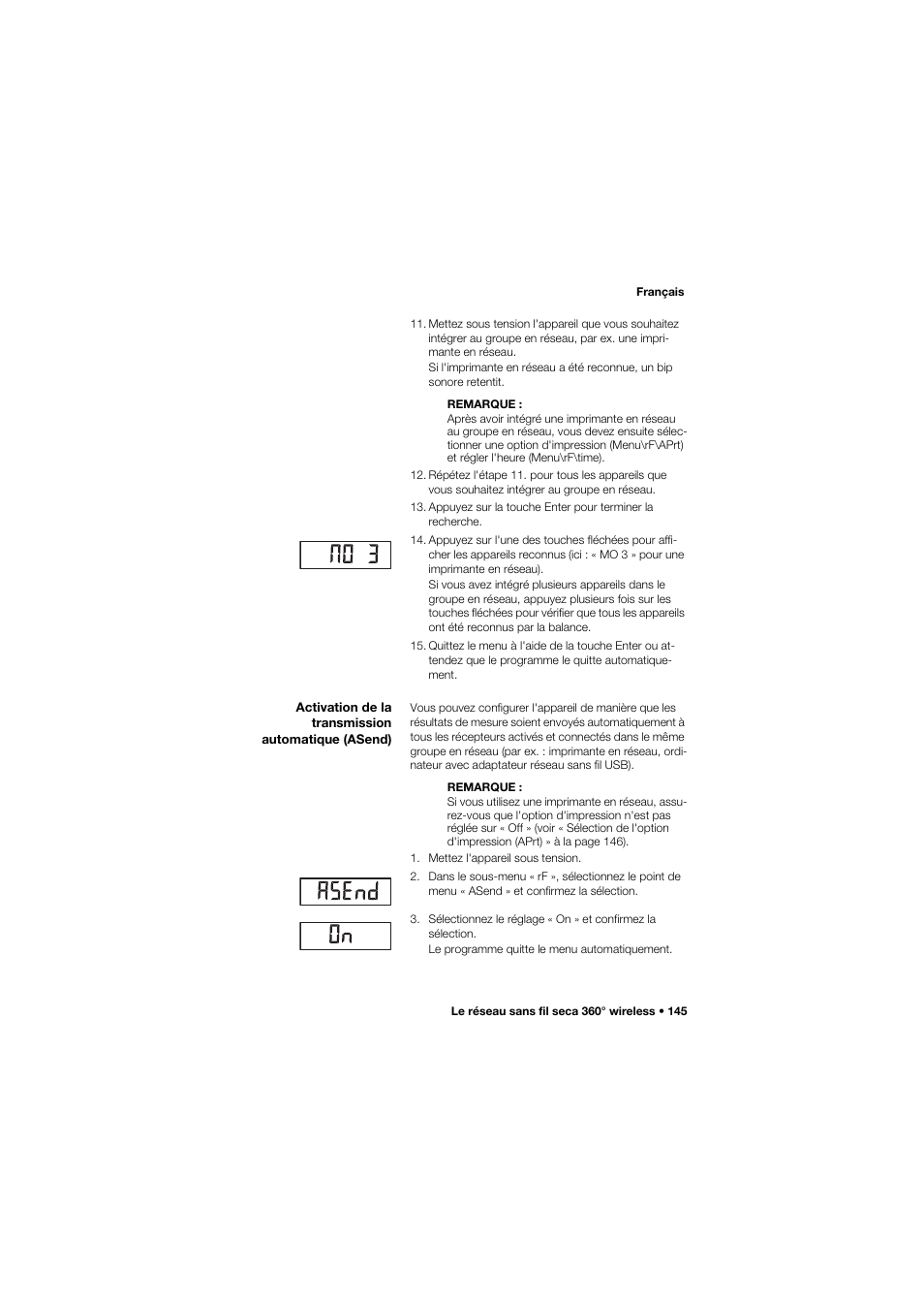 Activation de la transmission automatique (asend) | Seca 665 User Manual | Page 145 / 377