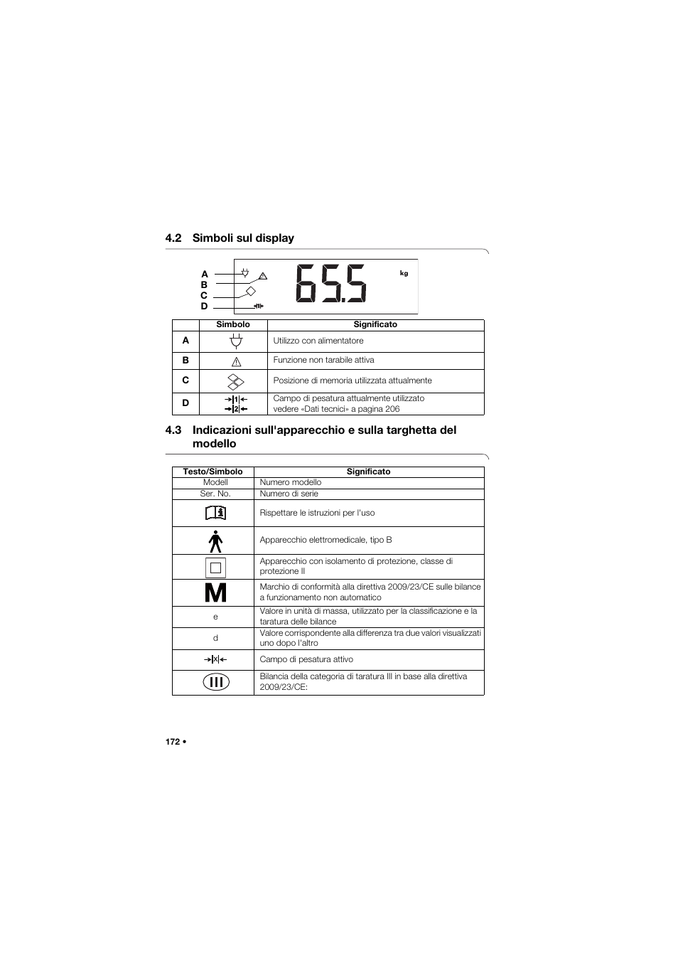 2 simboli sul display | Seca 665 User Manual | Page 172 / 377