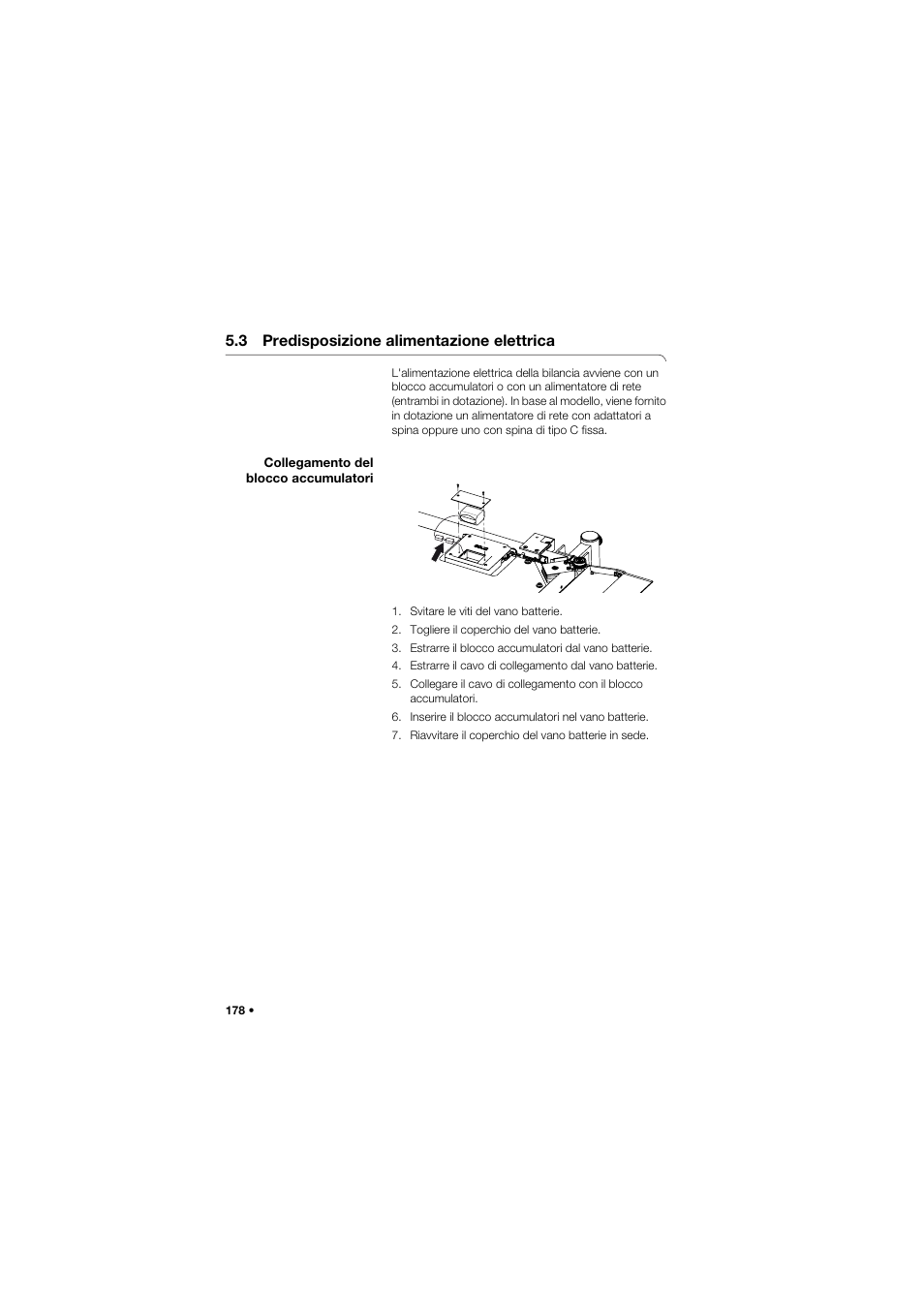 3 predisposizione alimentazione elettrica, Collegamento del blocco accumulatori | Seca 665 User Manual | Page 178 / 377