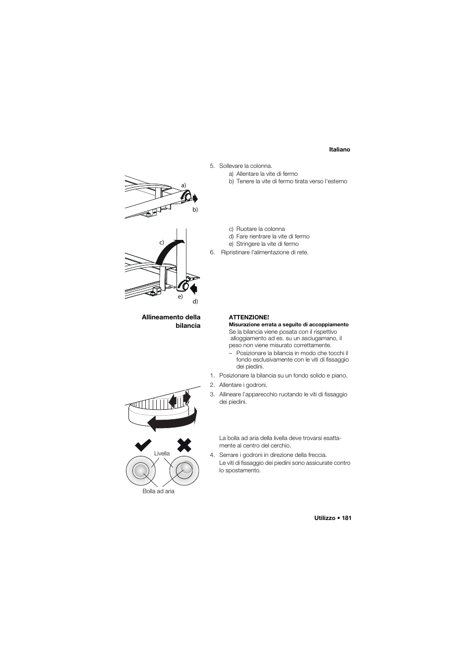 Allineamento della bilancia | Seca 665 User Manual | Page 181 / 377