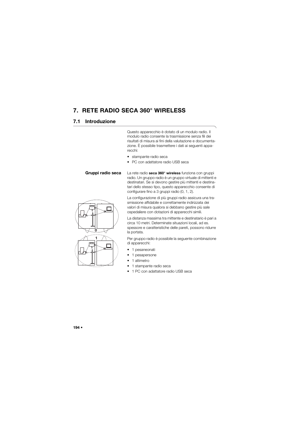 Rete radio seca 360° wireless, 1 introduzione, Gruppi radio seca | Seca 665 User Manual | Page 194 / 377