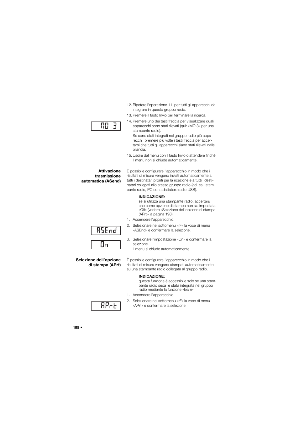 Attivazione trasmissione automatica (asend), Selezione dell’opzione di stampa (aprt) | Seca 665 User Manual | Page 198 / 377