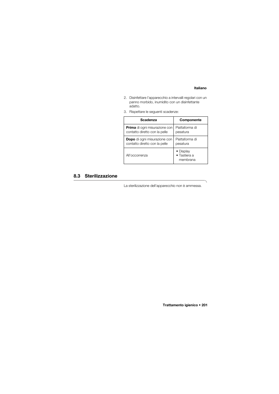 3 sterilizzazione | Seca 665 User Manual | Page 201 / 377