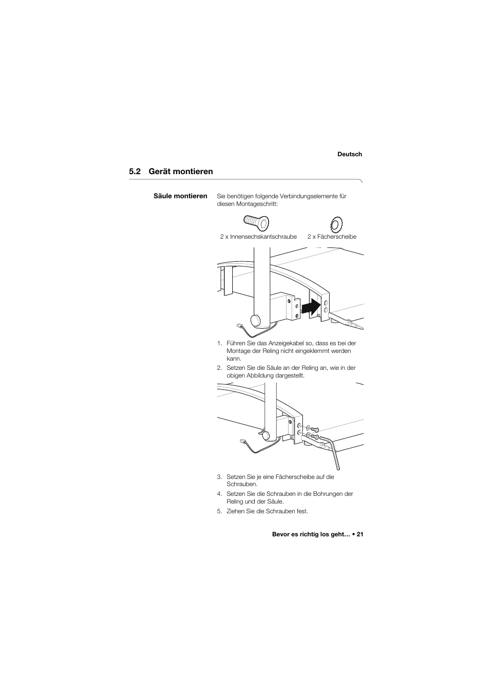 2 gerät montieren, Säule montieren | Seca 665 User Manual | Page 21 / 377