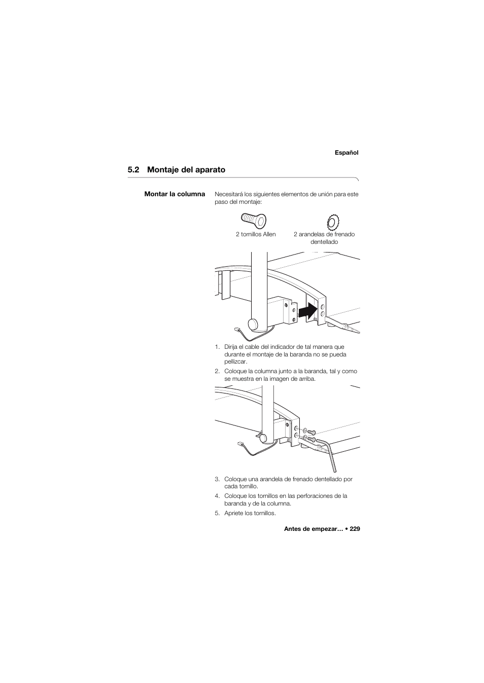 2 montaje del aparato, Montar la columna | Seca 665 User Manual | Page 229 / 377