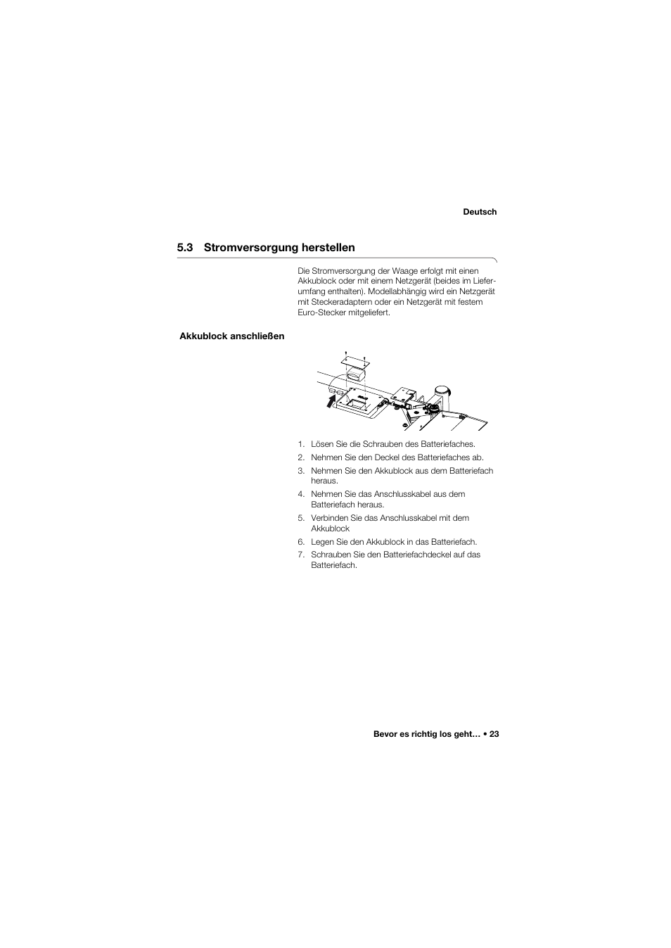 3 stromversorgung herstellen, Akkublock anschließen | Seca 665 User Manual | Page 23 / 377