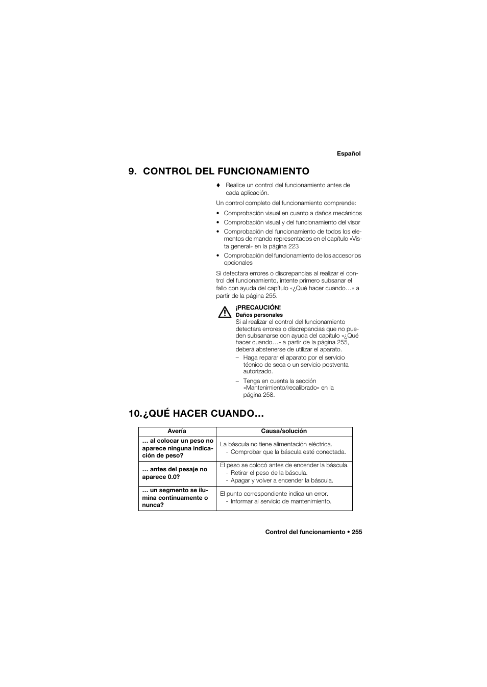 Control del funcionamiento, ¿qué hacer cuando | Seca 665 User Manual | Page 255 / 377