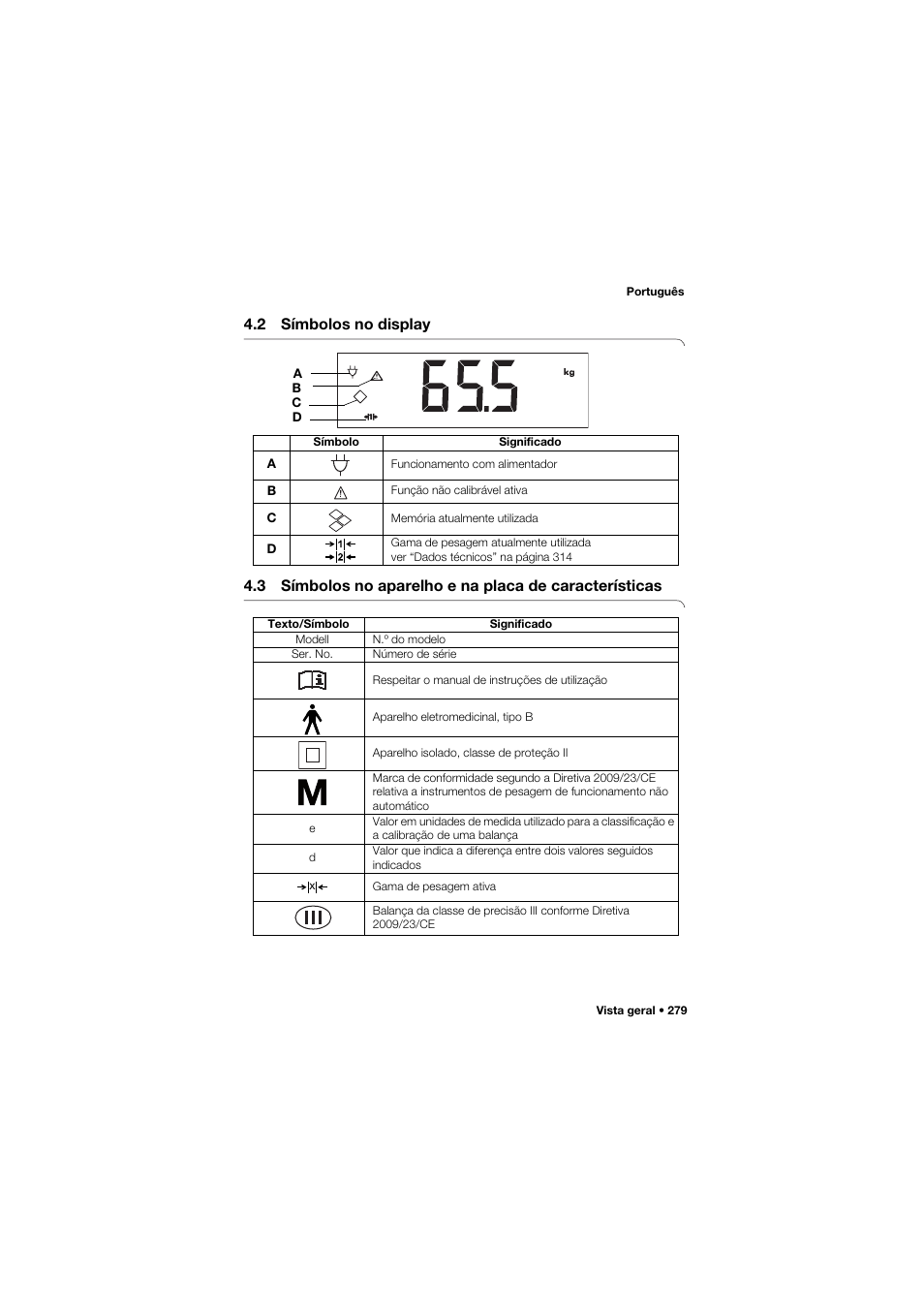2 símbolos no display | Seca 665 User Manual | Page 279 / 377