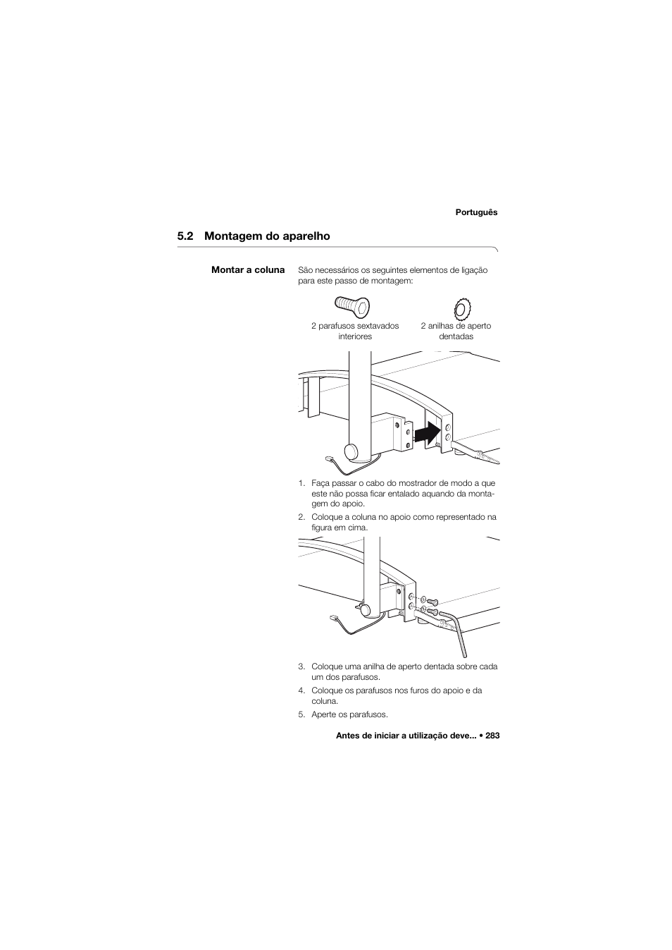 2 montagem do aparelho, Montar a coluna | Seca 665 User Manual | Page 283 / 377