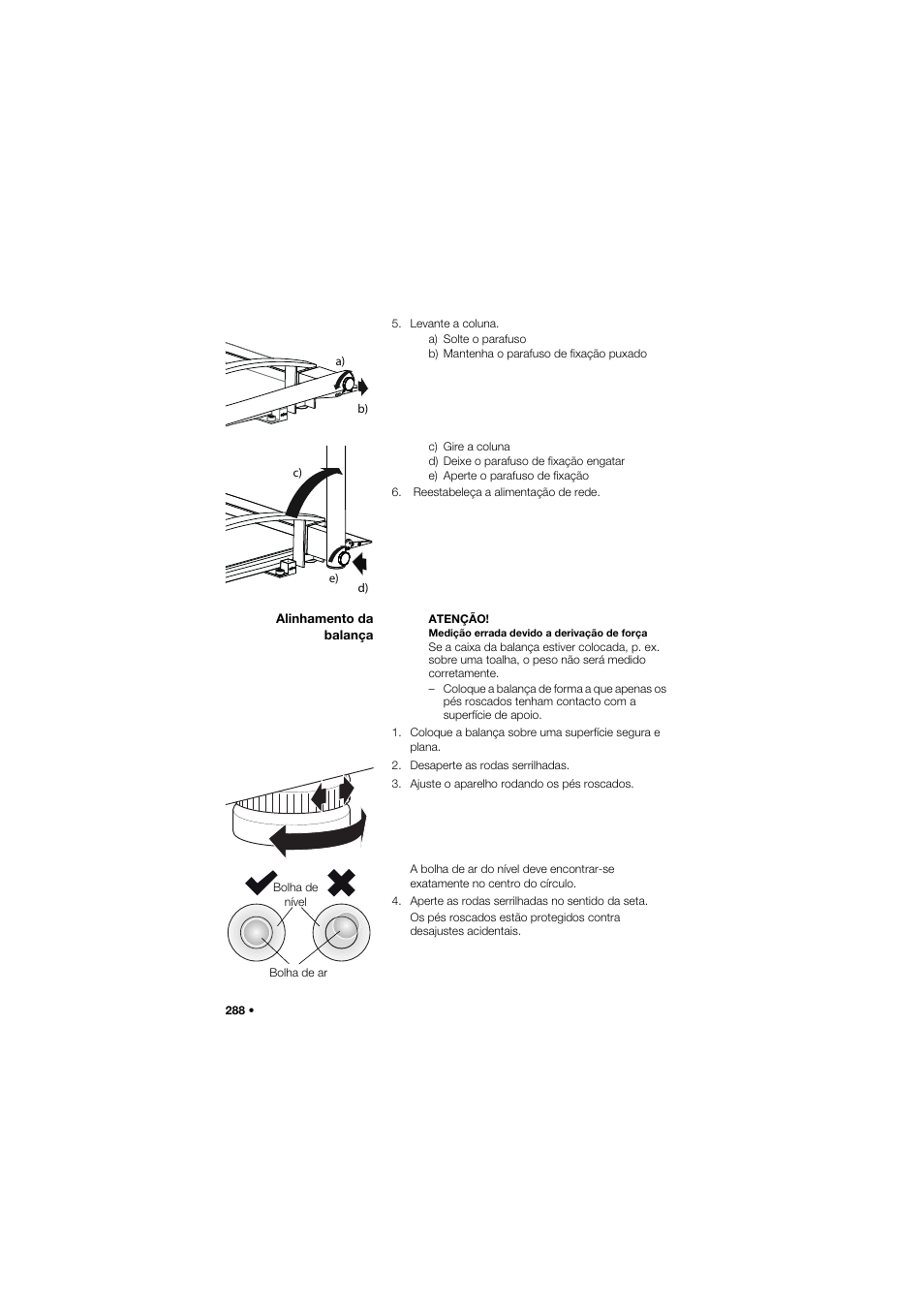 Alinhamento da balança | Seca 665 User Manual | Page 288 / 377