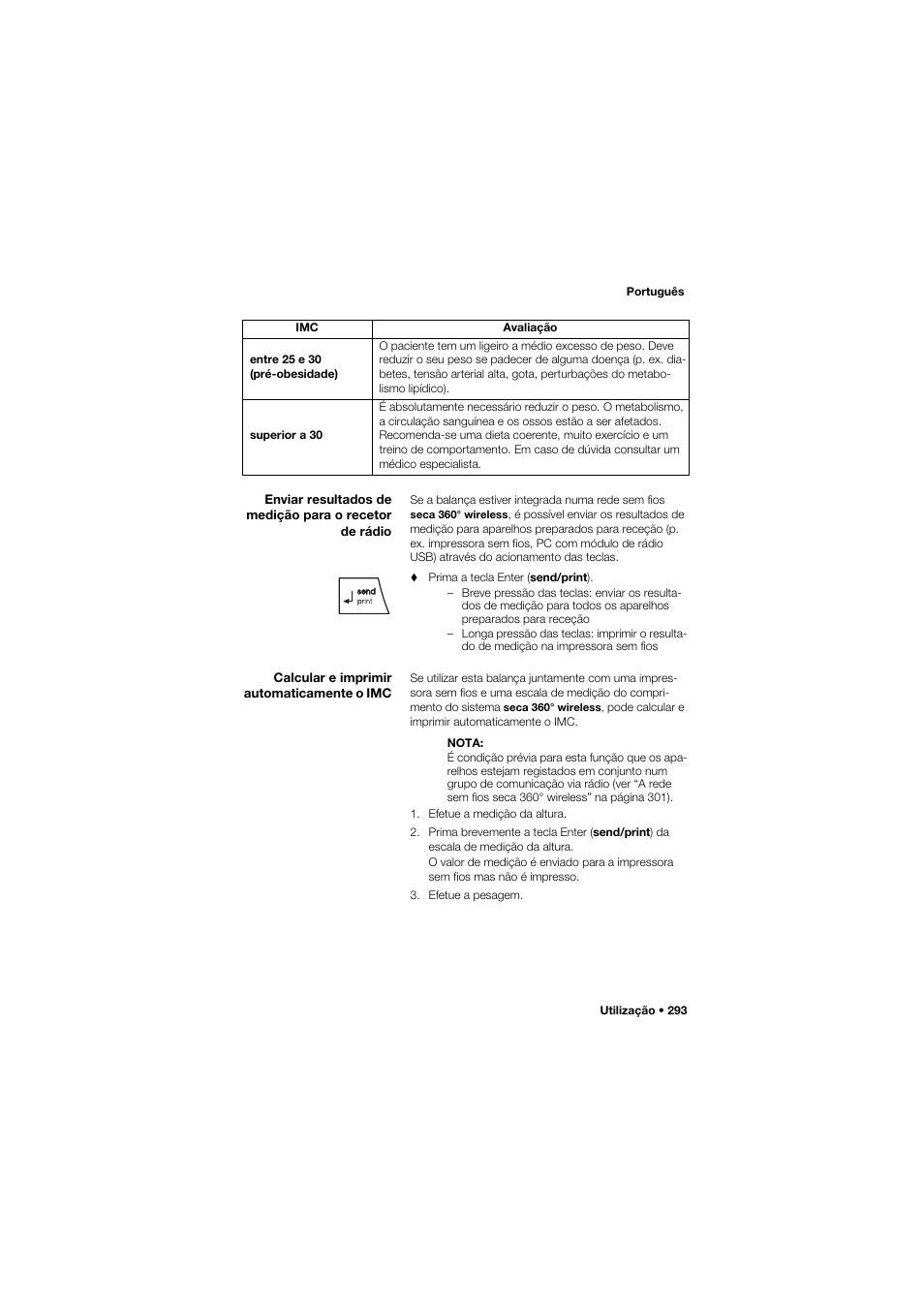 Calcular e imprimir automaticamente o imc | Seca 665 User Manual | Page 293 / 377