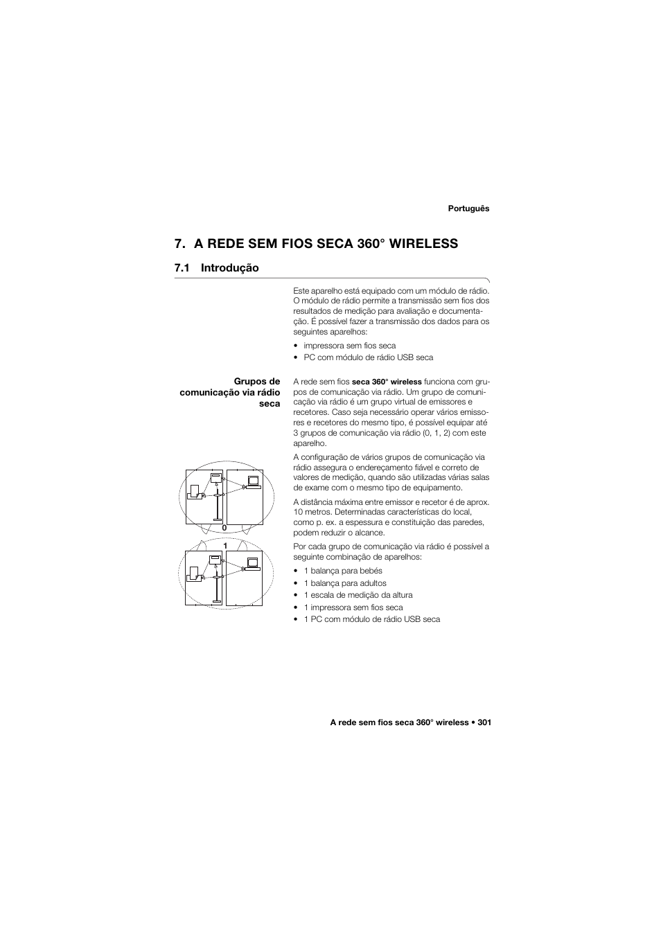 A rede sem fios seca 360° wireless, 1 introdução, Grupos de comunicação via rádio seca | Seca 665 User Manual | Page 301 / 377