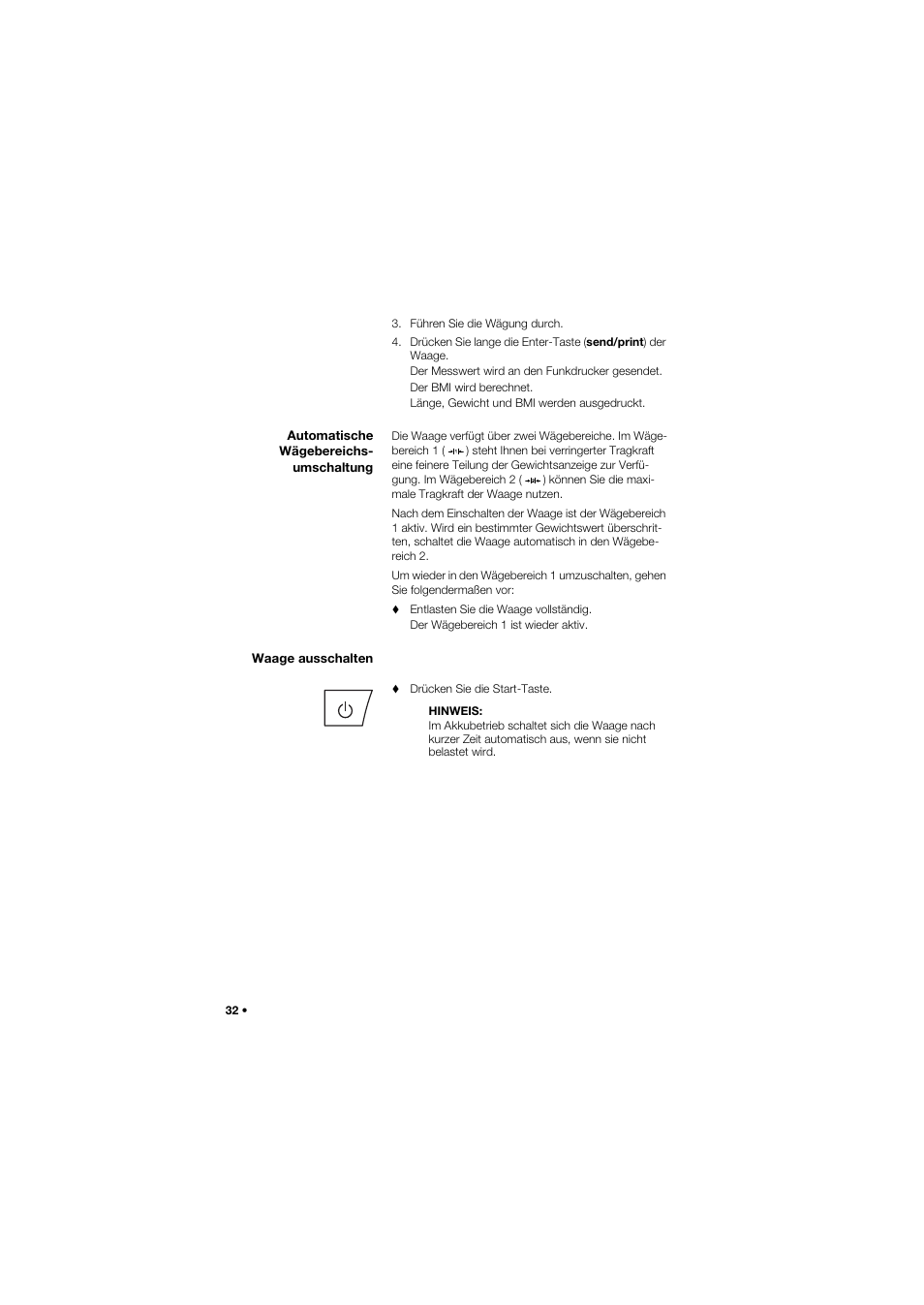 Automatische wägebereichs- umschaltung, Waage ausschalten | Seca 665 User Manual | Page 32 / 377