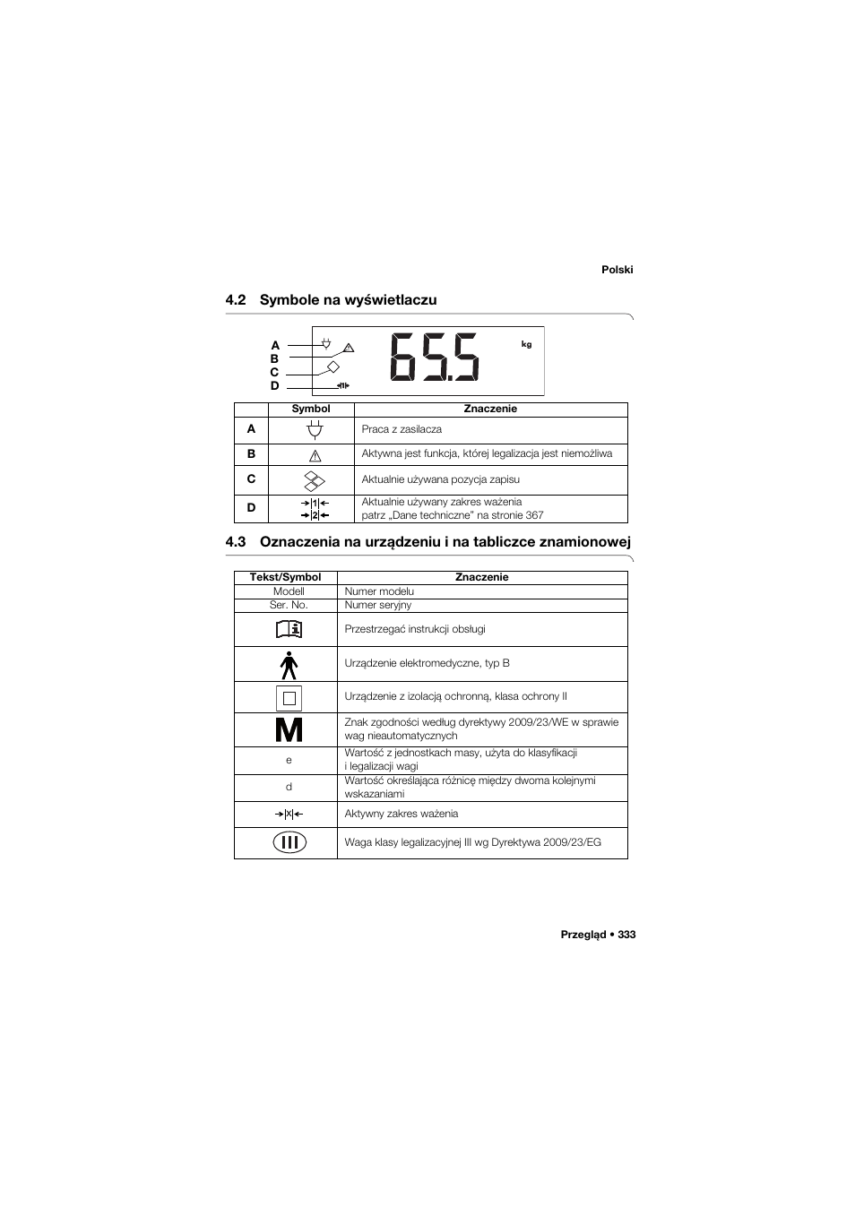 2 symbole na wyświetlaczu | Seca 665 User Manual | Page 333 / 377