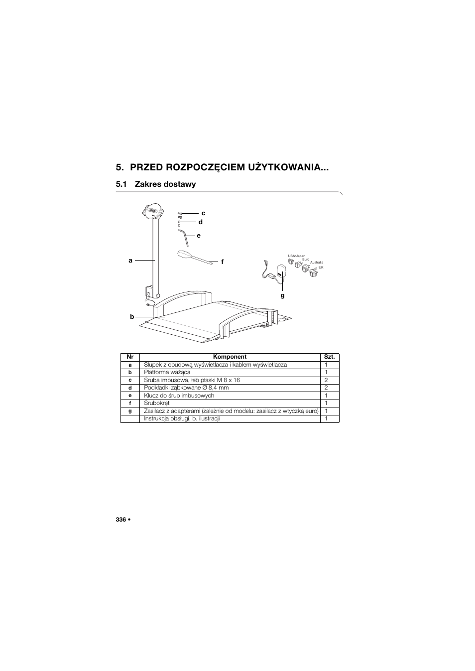 Przed rozpoczęciem użytkowania, 1 zakres dostawy | Seca 665 User Manual | Page 336 / 377