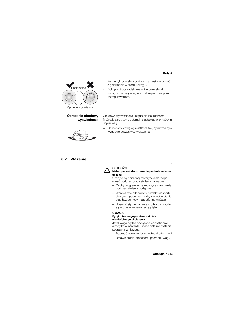 Obracanie obudowy wyświetlacza, 2 ważenie | Seca 665 User Manual | Page 343 / 377