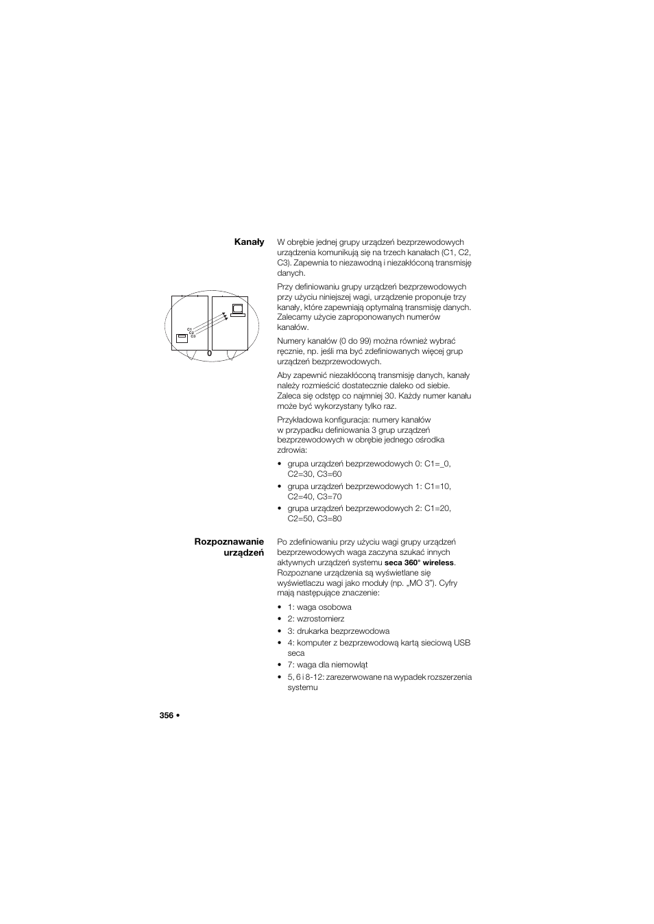 Kanały, Rozpoznawanie urządzeń | Seca 665 User Manual | Page 356 / 377