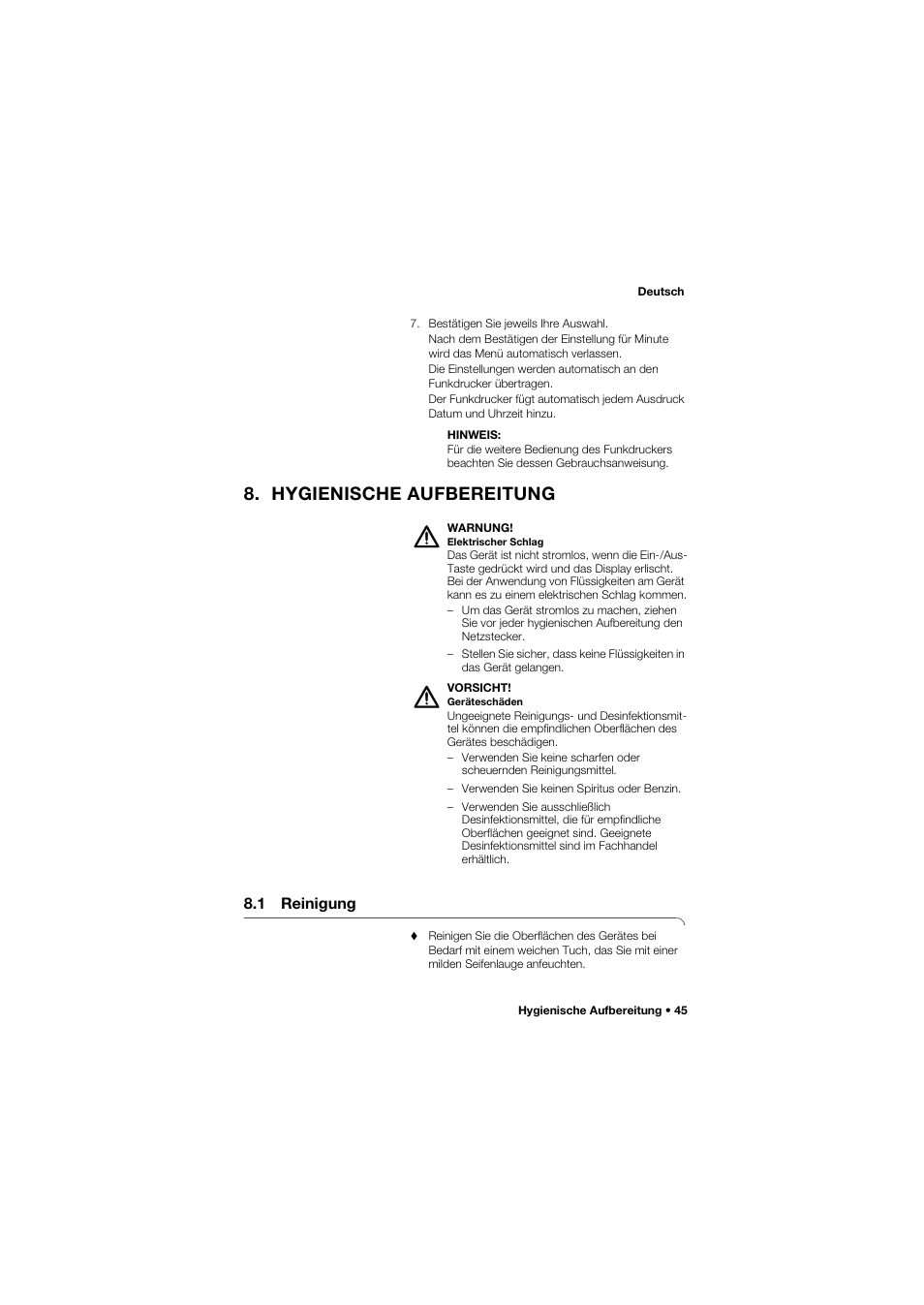 Hygienische aufbereitung, 1 reinigung | Seca 665 User Manual | Page 45 / 377