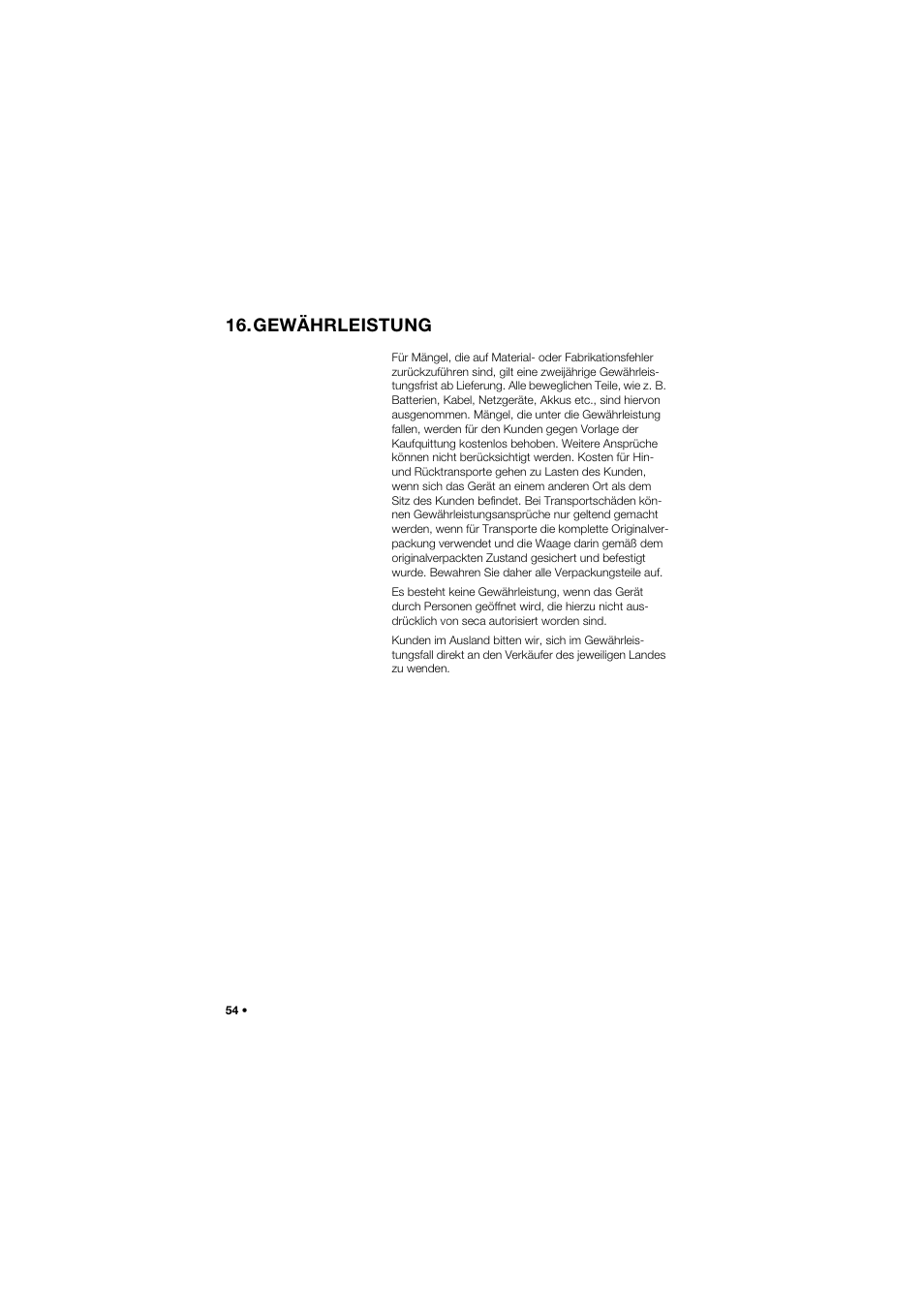 Gewährleistung | Seca 665 User Manual | Page 54 / 377