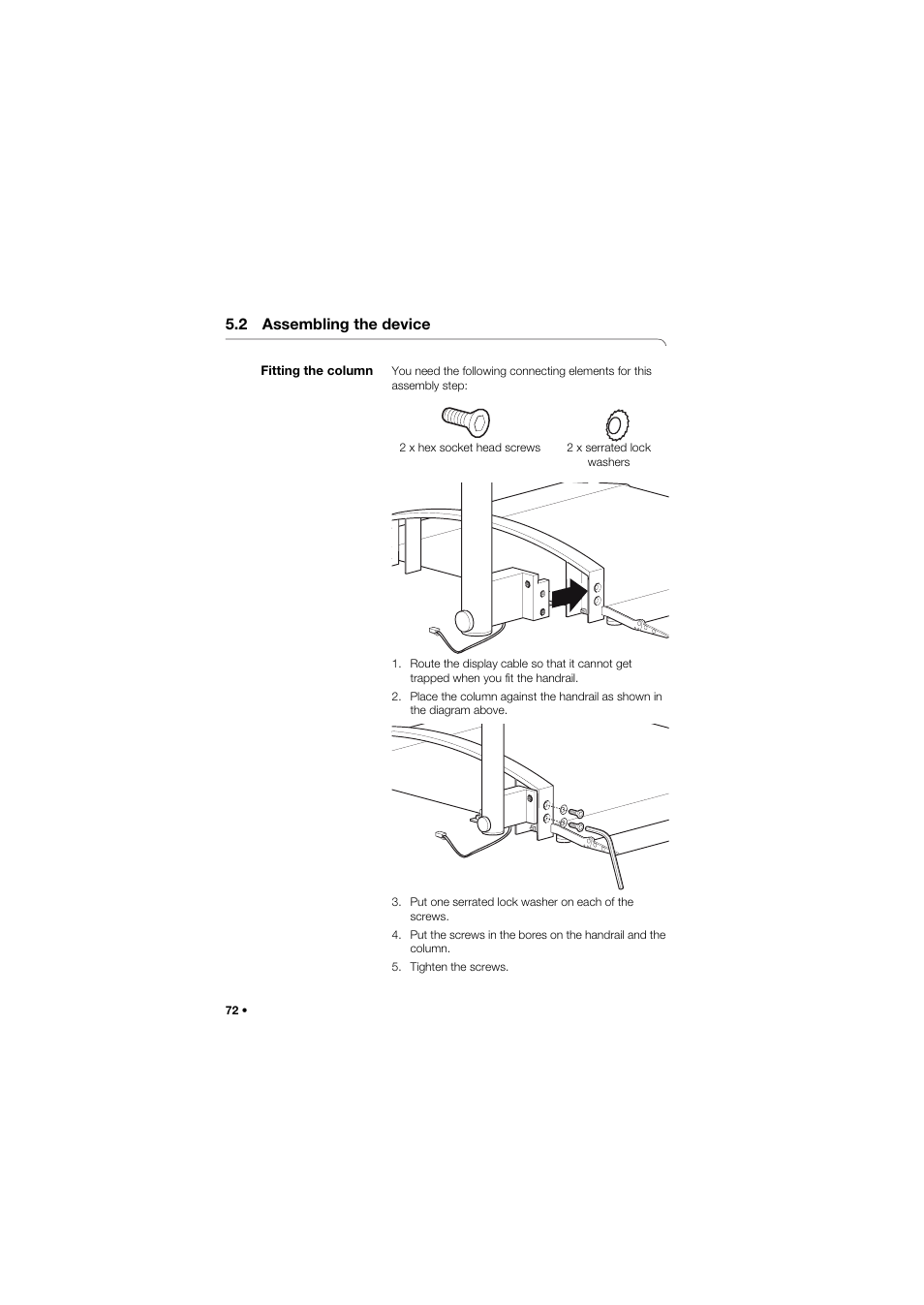 2 assembling the device, Fitting the column | Seca 665 User Manual | Page 72 / 377