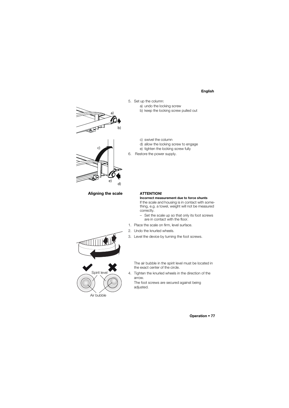 Aligning the scale | Seca 665 User Manual | Page 77 / 377