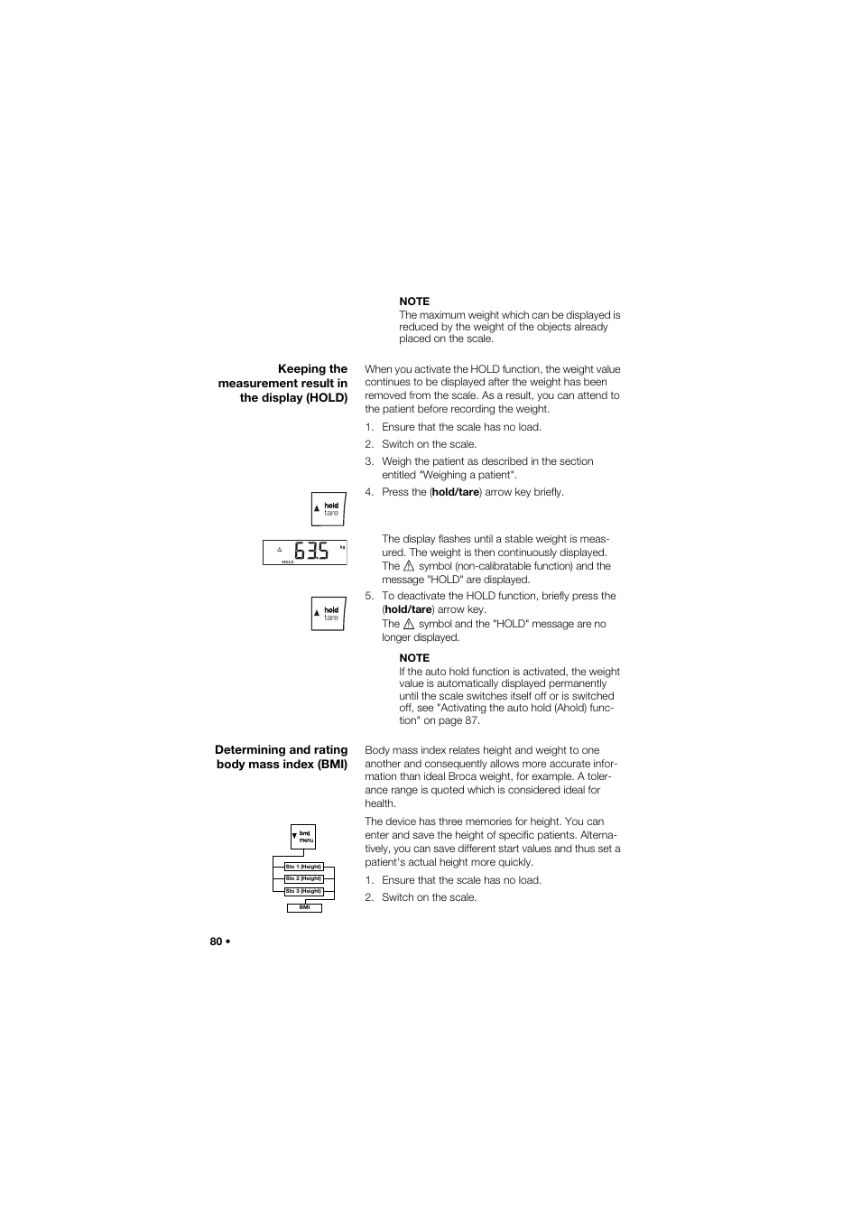 Determining and rating body mass index (bmi) | Seca 665 User Manual | Page 80 / 377