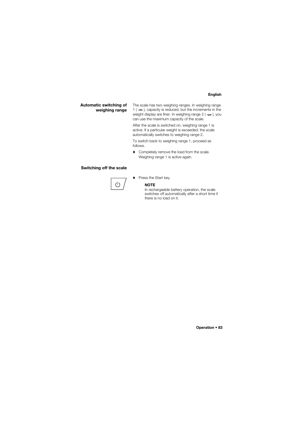 Automatic switching of weighing range, Switching off the scale | Seca 665 User Manual | Page 83 / 377