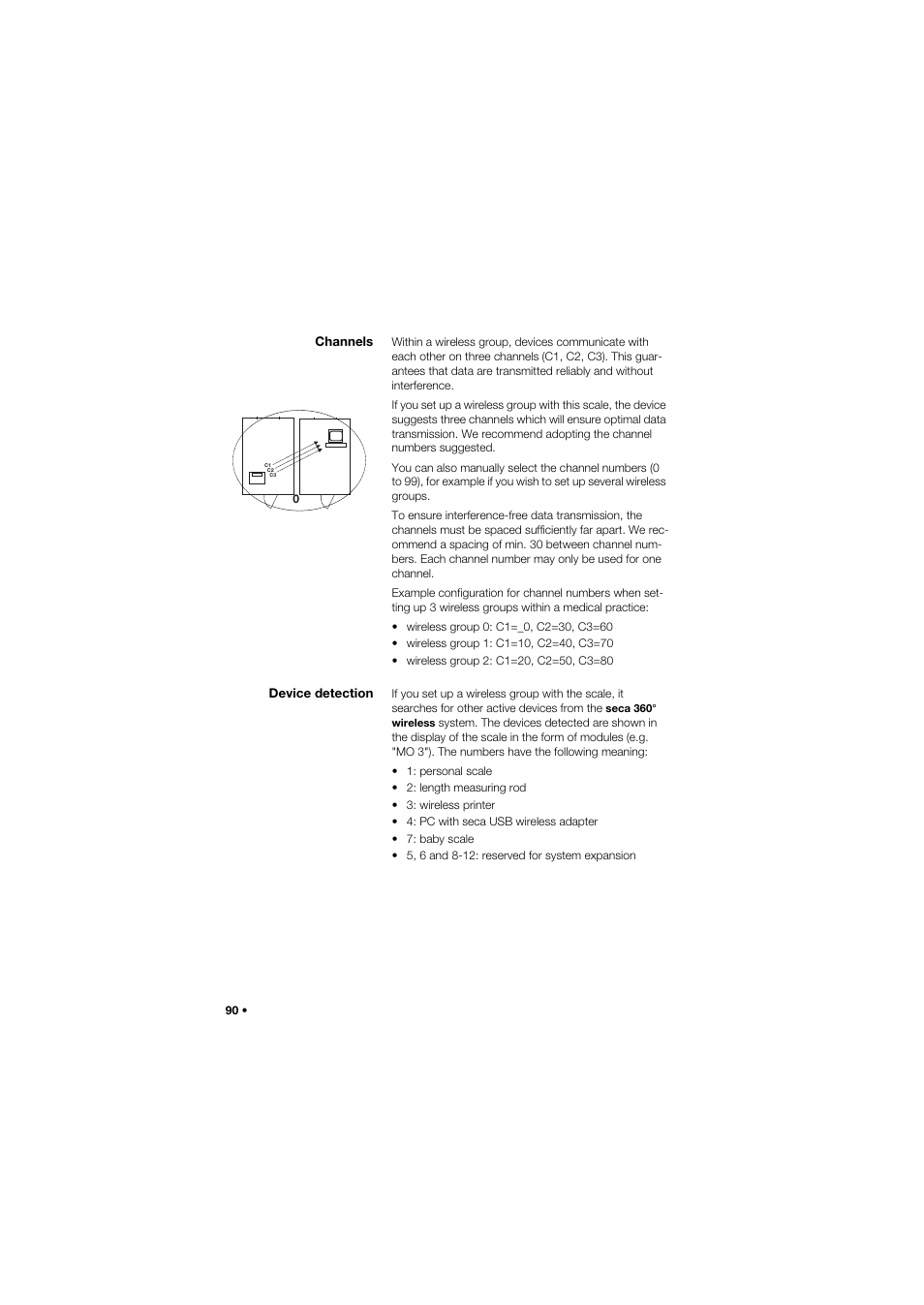 Channels, Device detection | Seca 665 User Manual | Page 90 / 377