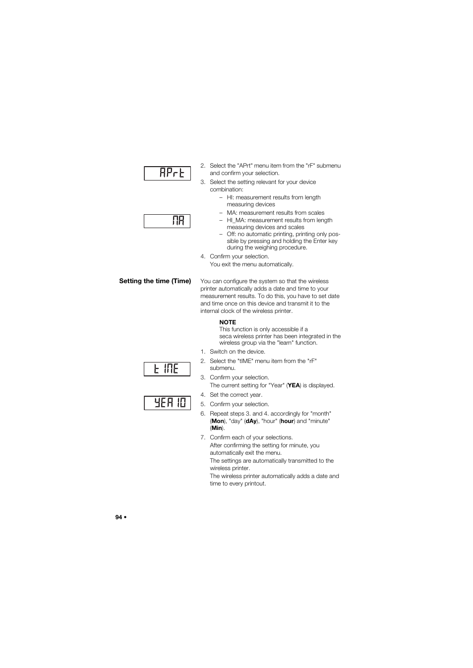 Setting the time (time) | Seca 665 User Manual | Page 94 / 377