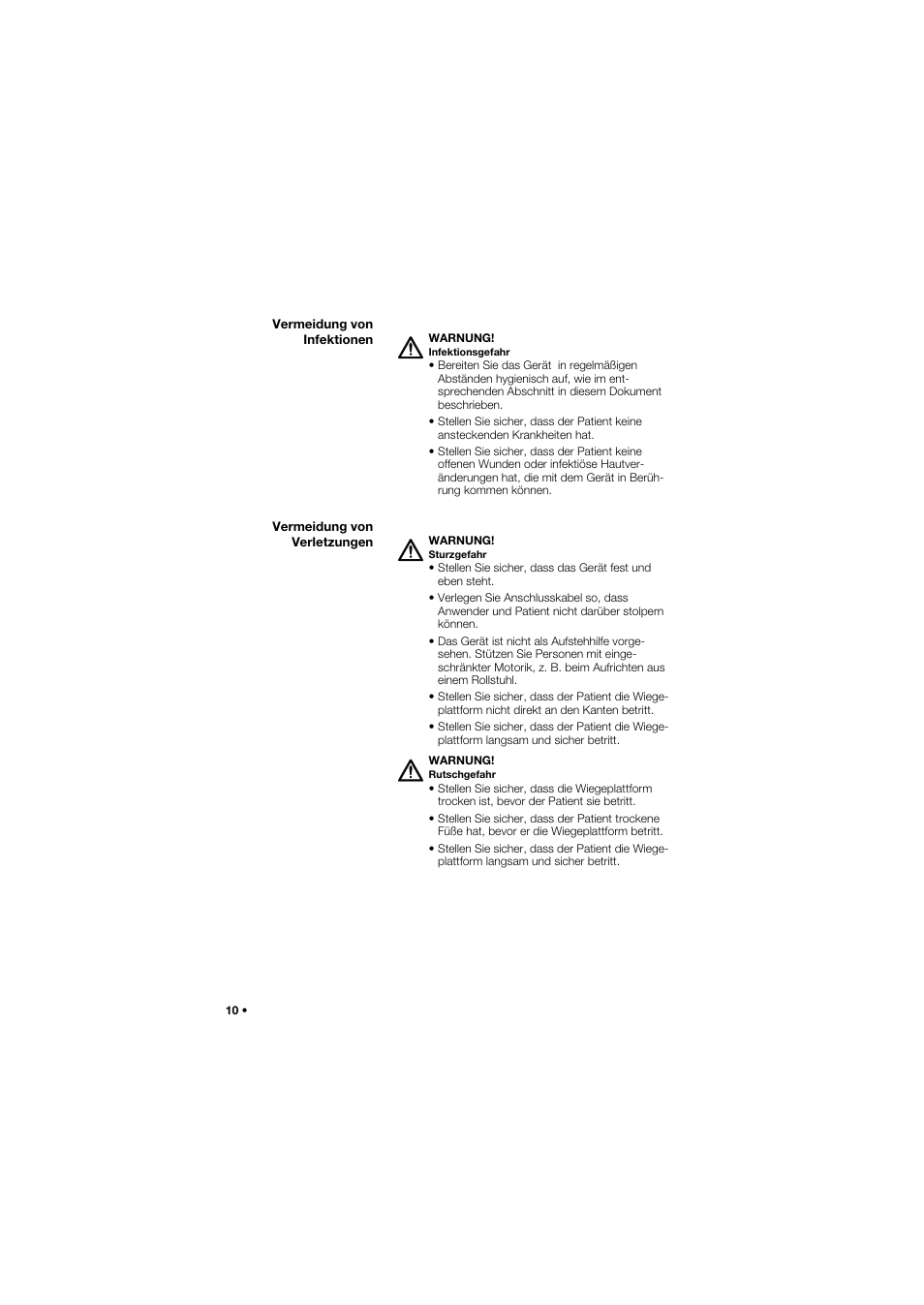 Vermeidung von infektionen, Vermeidung von verletzungen | Seca 677 User Manual | Page 10 / 337