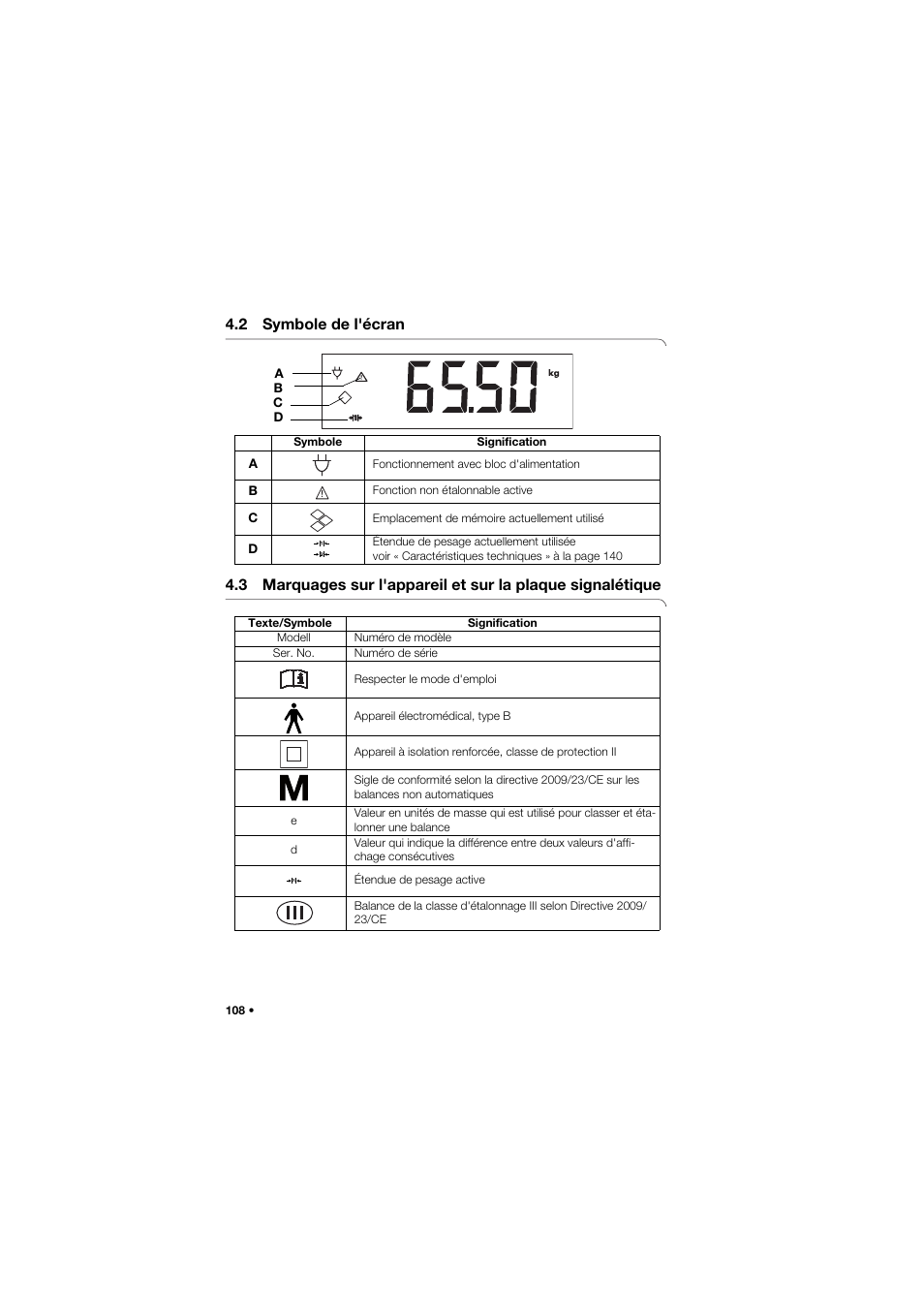 2 symbole de l'écran | Seca 677 User Manual | Page 108 / 337