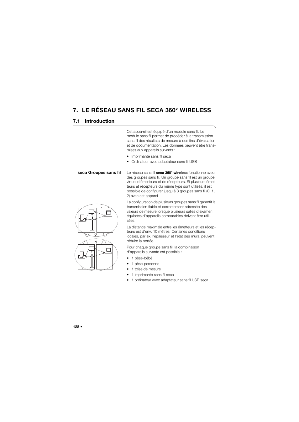 Le réseau sans fil seca 360° wireless, 1 introduction, Seca groupes sans fil | Seca 677 User Manual | Page 128 / 337