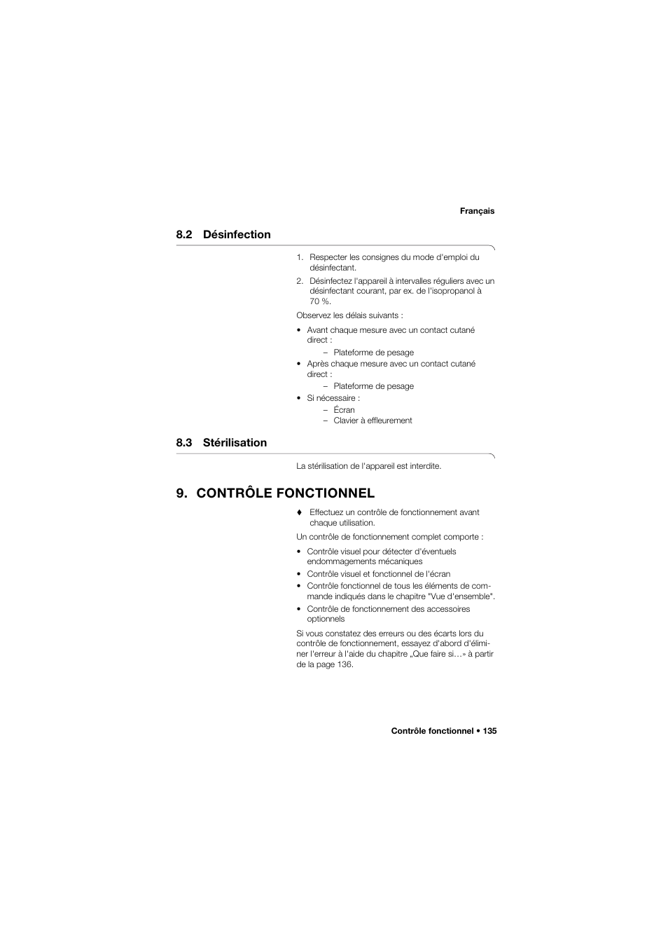 2 désinfection, 3 stérilisation, Contrôle fonctionnel | Seca 677 User Manual | Page 135 / 337