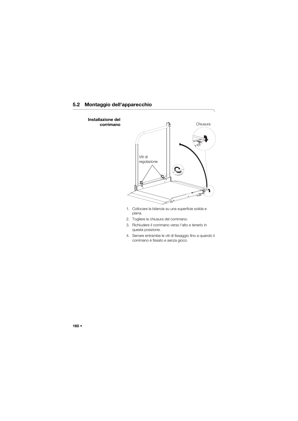 2 montaggio dell'apparecchio, Installazione del corrimano | Seca 677 User Manual | Page 160 / 337