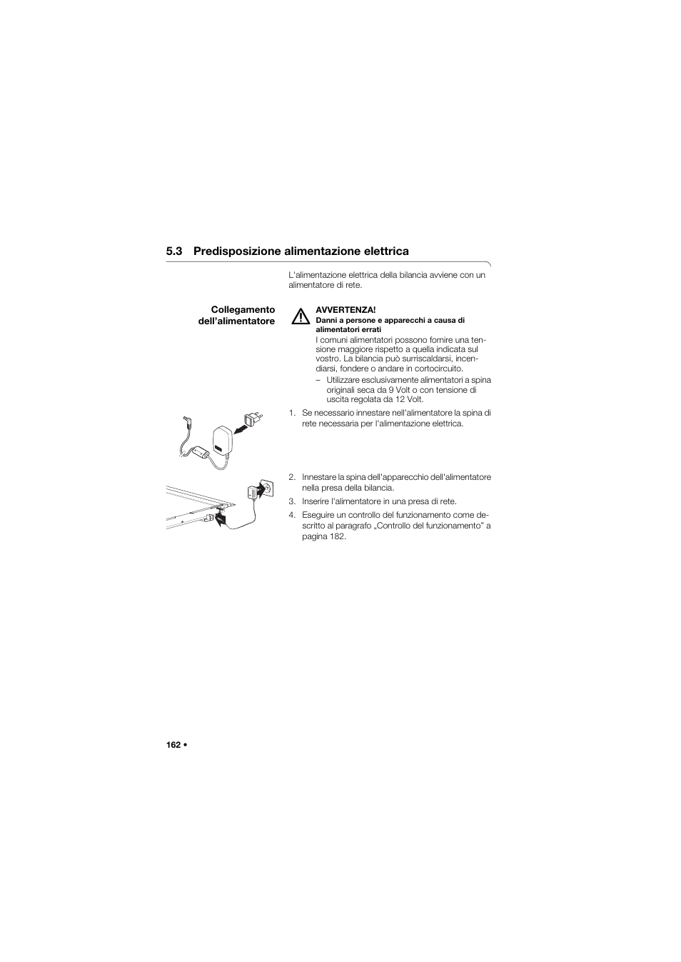 3 predisposizione alimentazione elettrica, Collegamento dell’alimentatore | Seca 677 User Manual | Page 162 / 337