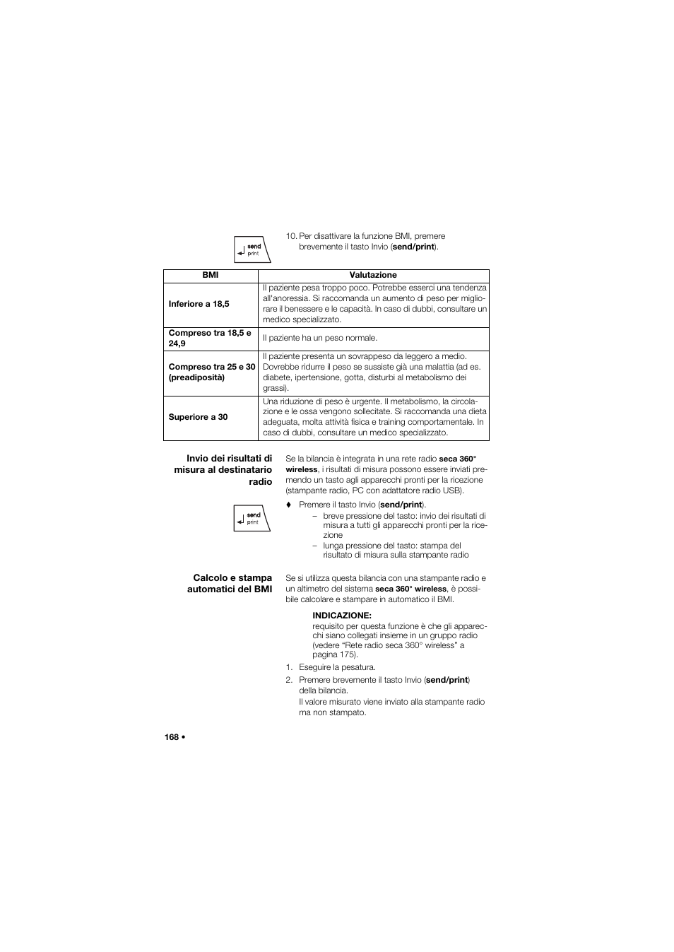 Calcolo e stampa automatici del bmi | Seca 677 User Manual | Page 168 / 337