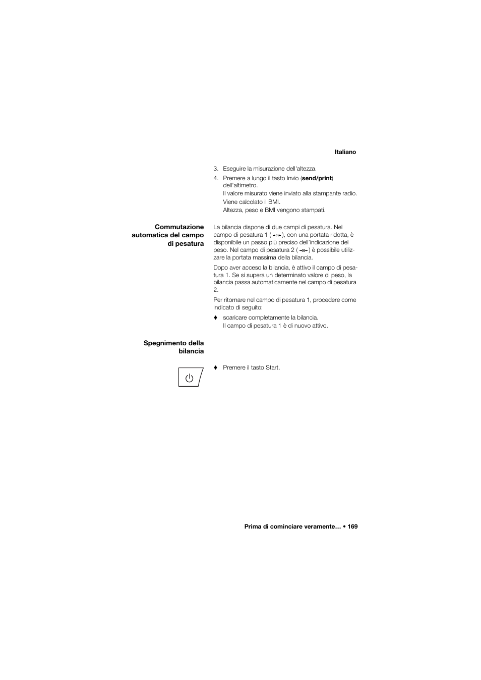 Commutazione automatica del campo di pesatura, Spegnimento della bilancia | Seca 677 User Manual | Page 169 / 337