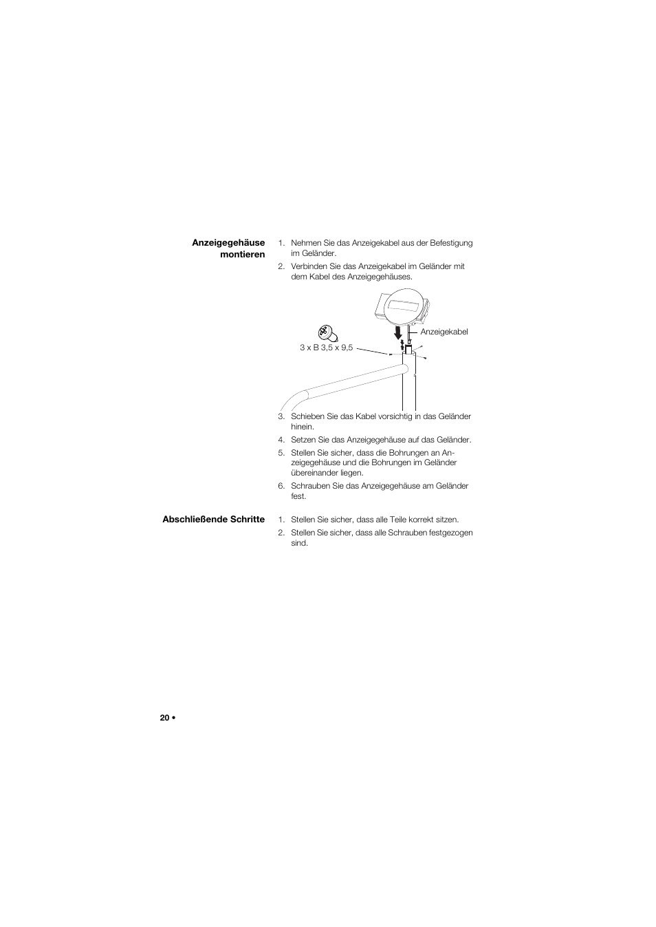 Anzeigegehäuse montieren, Abschließende schritte | Seca 677 User Manual | Page 20 / 337