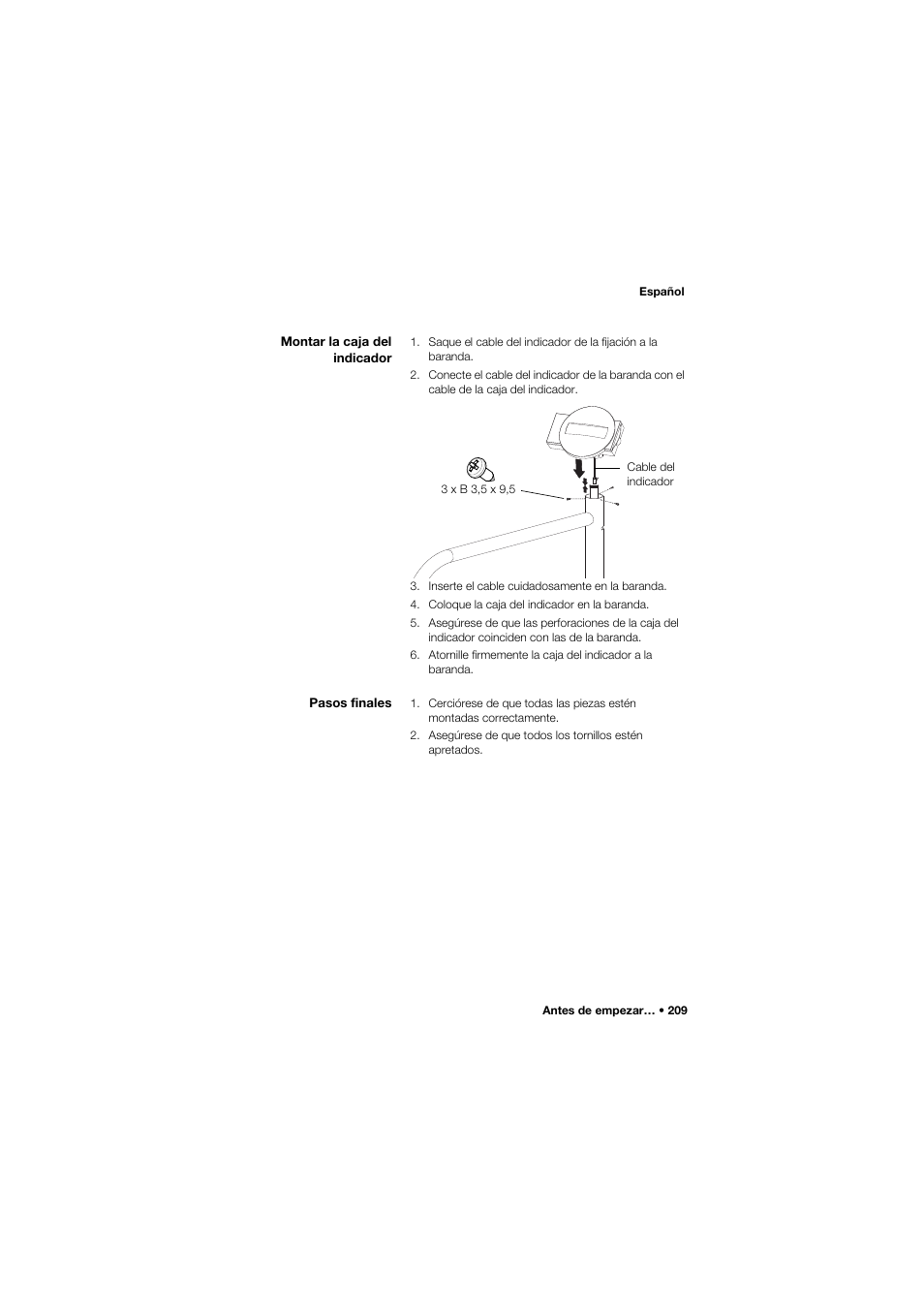 Montar la caja del indicador, Pasos finales | Seca 677 User Manual | Page 209 / 337