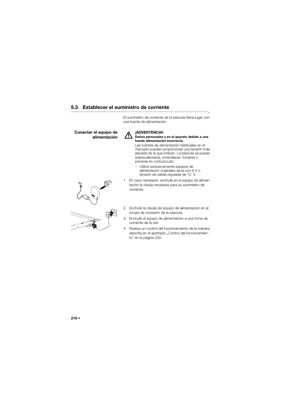 3 establecer el suministro de corriente, Conectar el equipo de alimentación | Seca 677 User Manual | Page 210 / 337