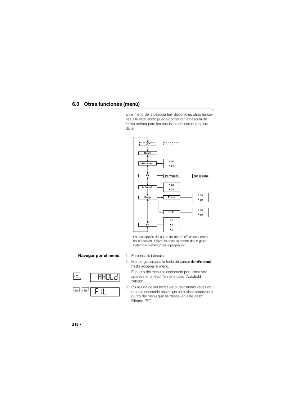 3 otras funciones (menú), Navegar por el menú | Seca 677 User Manual | Page 218 / 337