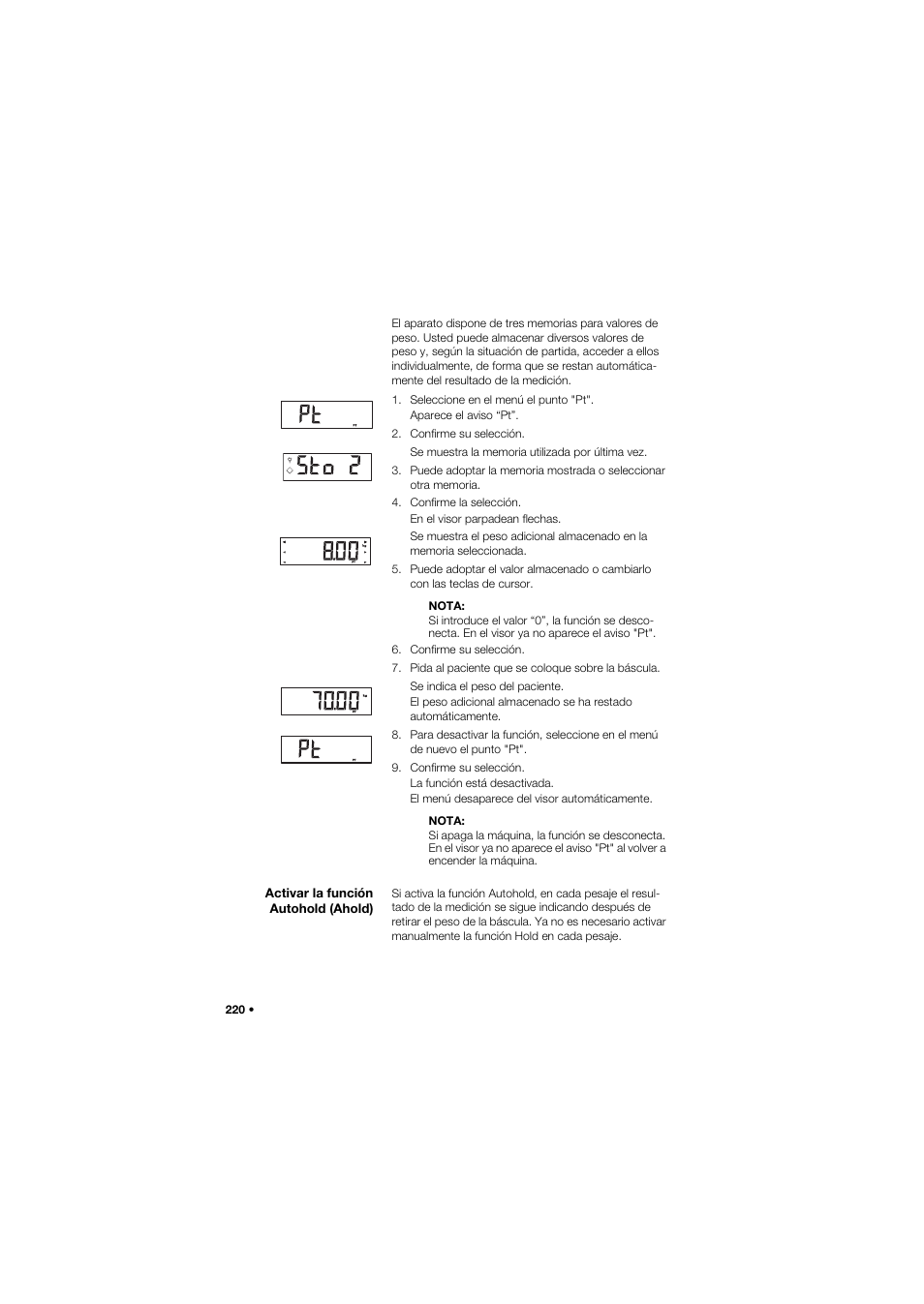 Activar la función autohold (ahold) | Seca 677 User Manual | Page 220 / 337