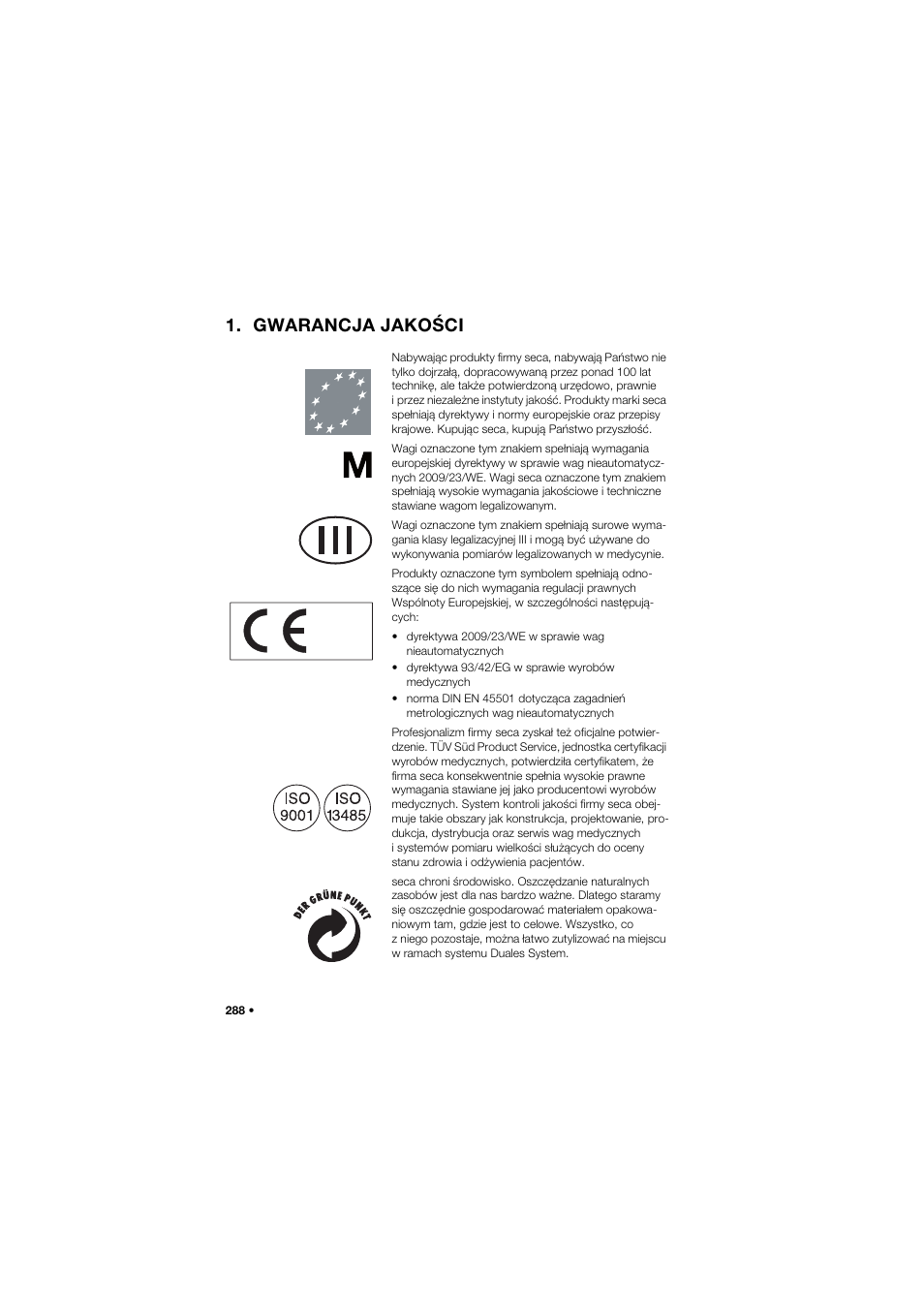 Gwarancja jakości | Seca 677 User Manual | Page 288 / 337