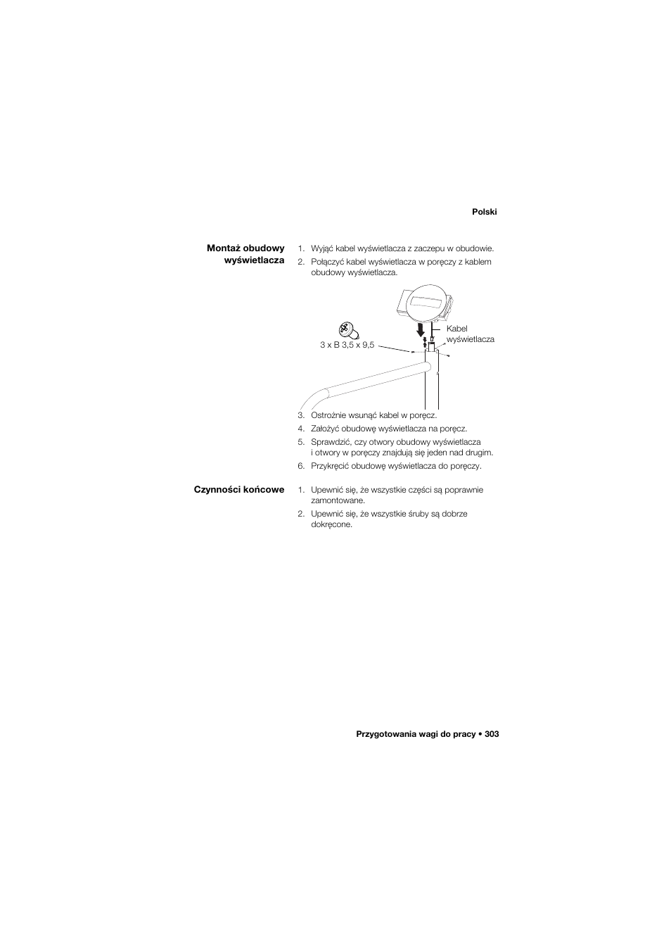 Montaż obudowy wyświetlacza, Czynności końcowe | Seca 677 User Manual | Page 303 / 337