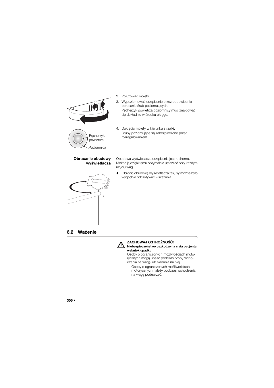 Obracanie obudowy wyświetlacza, 2 ważenie | Seca 677 User Manual | Page 306 / 337